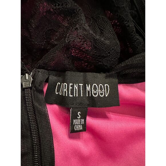 Current Mood Whimsigoth Black Purple Lacy Mini Dress Size Small - Picture 4 of 4